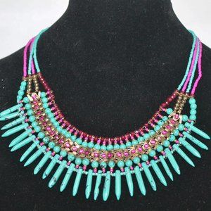 Kundan Turquoise Crystal Beaded Collar Choker Necklace